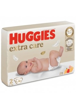 Подгузники детские Huggies Extra Care, размер 2 (3–6 кг), 58 шт